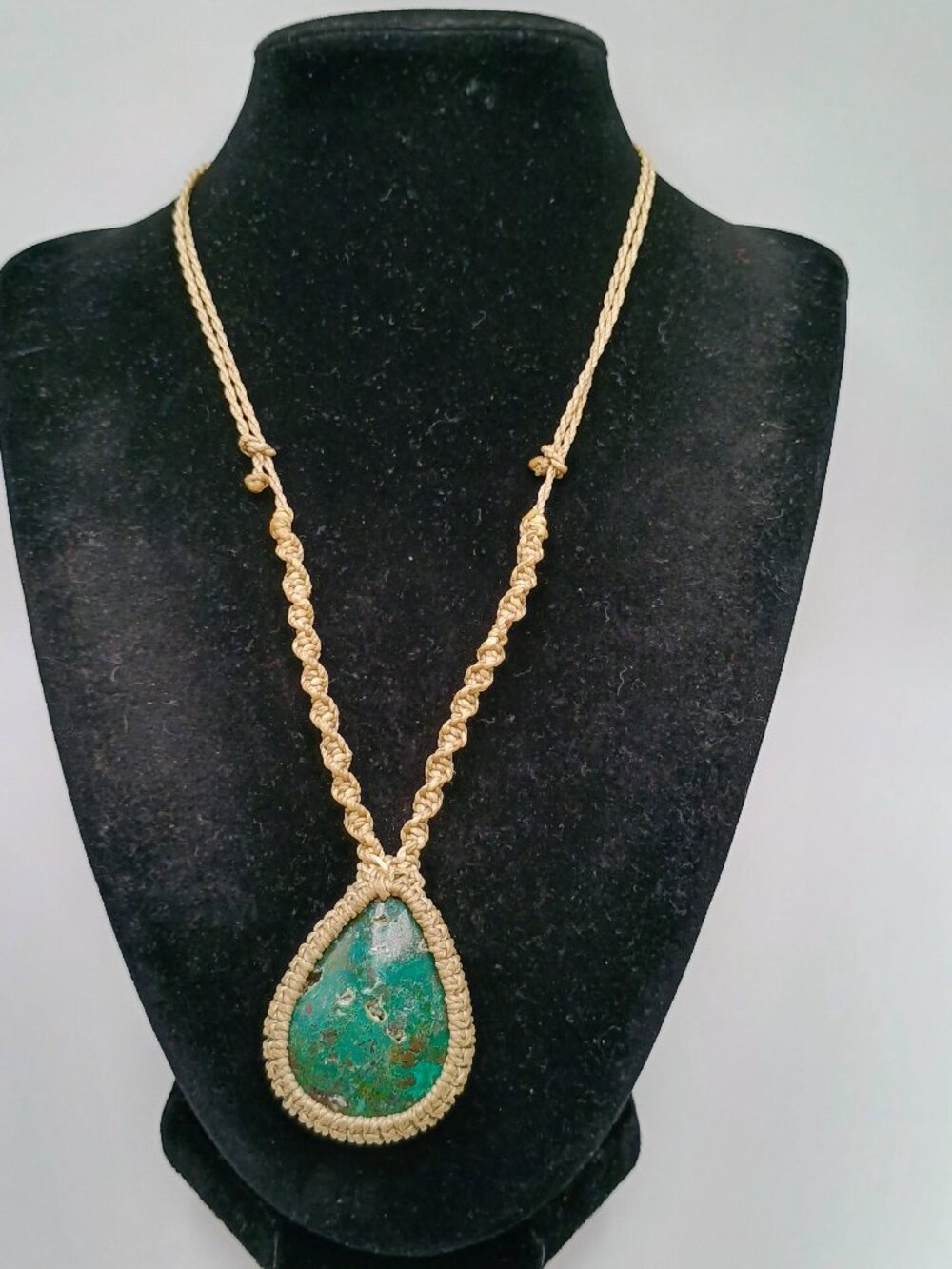 Natural Turquoise Spiritual Amulet Necklace, Macrame Weave